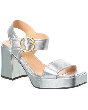 Odissi Leather Slingback Platform Sandal - White