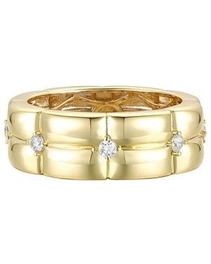 Rachel Glauber 14k Plated Cz Weave Band Ring - White