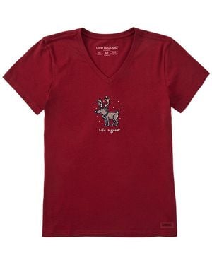 Life Is Good. Crusher V-Neck T-Shirt - Red