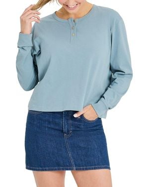Life Is Good. Long Sleeve Boxy Crusher T-Shirt - Blue