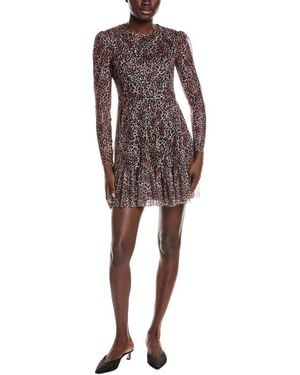 Laundry by Shelli Segal Mesh Shirred Shoulder Dress - Brown