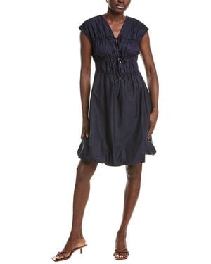 Ellen Tracy Poplin Bubble Hem Dress - Blue