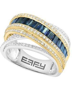 Effy Fine Jewelry 14K Two-Tone 2.49 Ct. Tw. Diamond & Sapphire Ring - White