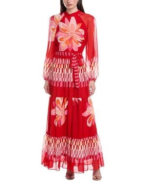 Maison Tara Yoryu Chiffon Maxi Dress - Red