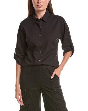XCVI Linen-Blend Cargo Pant - Black