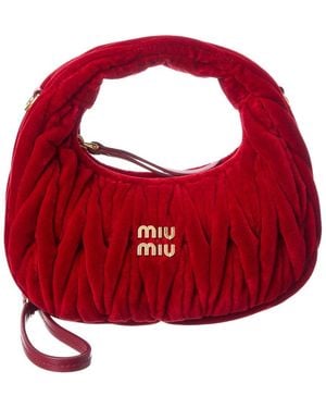 Miu Miu Matelassé Velvet Crossbody - Red