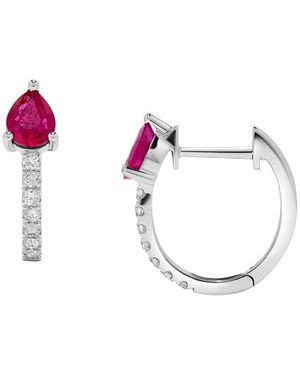 H.J. Namdar 14K 1.03 Ct. Tw. Diamond & Ruby Huggies Earring - Multicolor
