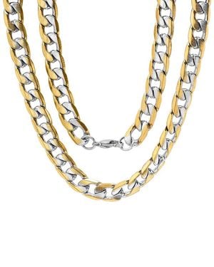 Anthony Jacobs Stainless Steel Curb Link Necklace - Metallic