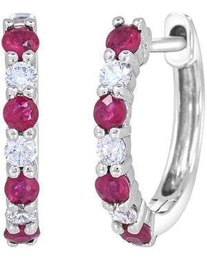 Gemstones 14K 0.40 Ct. Tw. Ruby Hoop Earrings - Pink