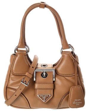 Prada Moon Padded Leather Hobo Bag - Brown