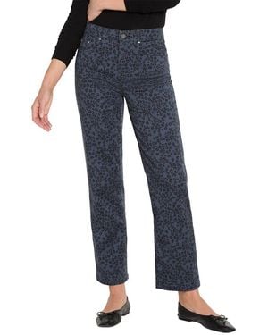 NIC+ZOE Leopard Print Recess Straight Ankle Pant - Blue