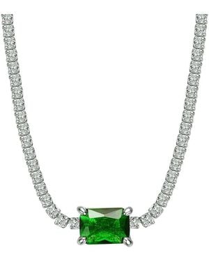 Genevive Jewelry Cz Solitaire Necklace - Green
