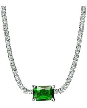 Genevive Jewelry Cz Solitaire Necklace - Green