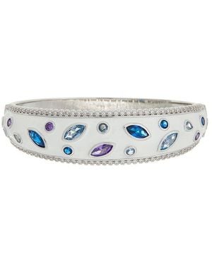 Juvell 18K Plated Topaz Cz Bangle Bracelet - White