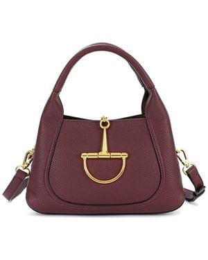 Tiffany & Fred Paris Pebbled Leather Top Handle Shoulder Bag - Purple