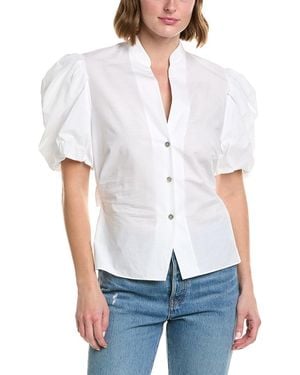 Vince Draped Puff Sleeve Blouse - White