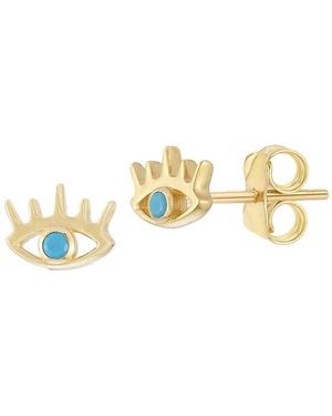 Ember Fine Jewelry 14K Evil Eye Studs - White