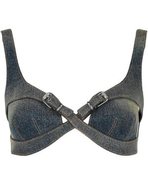 Givenchy Crisscross Denim Top - Gray