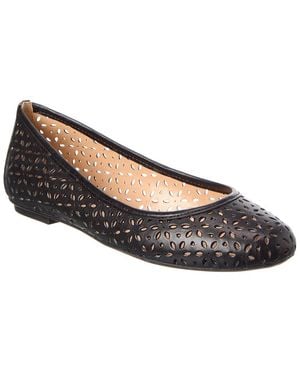 French Sole Leyla Laser Cut Leather Flat - Black