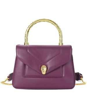Tiffany & Fred Paris Leather Top Handle Satchel - Purple