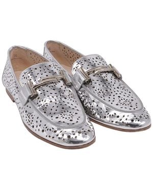 Tod's Leather Perforated Loafer (Authentic Pre-Loved) - Grey