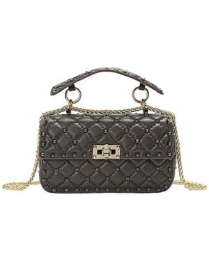 Tiffany & Fred Paris Quilted & Studded Sheepskin Crossbody - Black