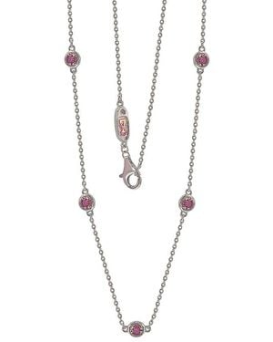 Suzy Levian Silver Diamond & Sapphire Necklace - White