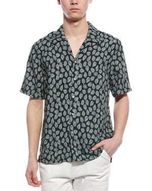7 For All Mankind Print Linen-Blend Shirt - Black