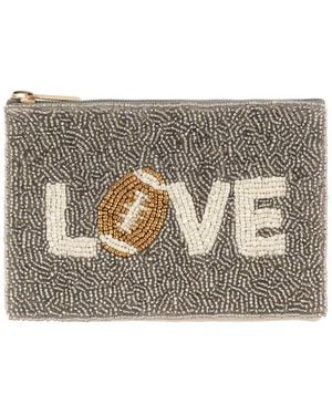 Shiraleah Love Beaded Zip Pouch - Grey