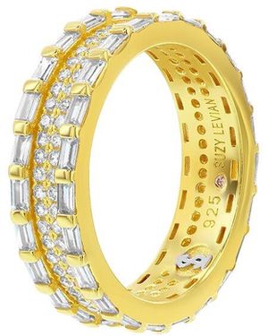 Suzy Levian CZ Jewelry Suzy Levian Cz Baguette Framed Eternity Ring - Metallic