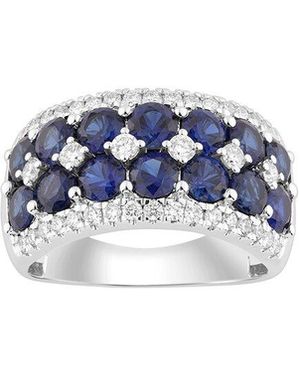 Brilliant Bloom 14K 2.70 Ct. Tw. Lab-Grown Diamond & Sapphire Ring - Blue