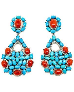 Arthur Marder Fine Jewelry 14k & Silver 0.60 Ct. Tw. Diamond & Gemstone Earrings - Blue