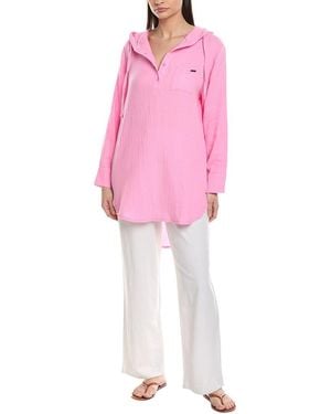Nicole Miller Crinkle Chiffon Button Down Shirtdress - Pink
