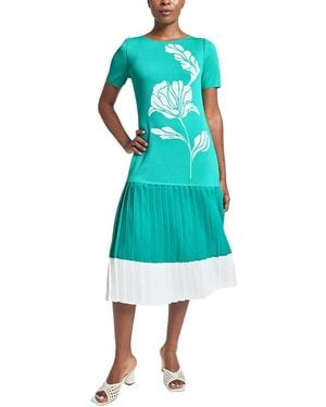 Ming Wang Midi Drop-Waist Dress - Blue