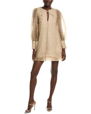 Ganni Organza A-shaped Mini Dress - Natural