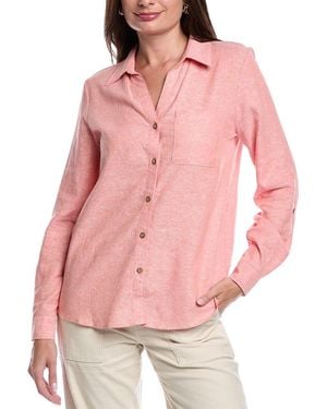Jones New York Button Front Linen-Blend Tunic - Pink