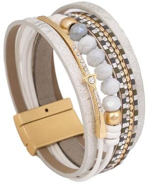 Saachi Arrow Charm Leather Bracelet - White