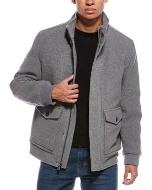 Cole Haan Stand Collar Wool-Blend Bomber Coat - Grey