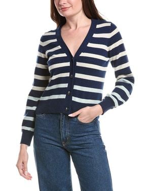 Isla Karla Stripe Cashmere Cardigan - Blue