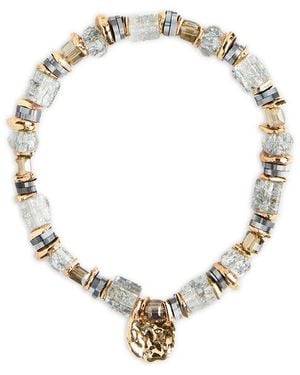 Saachi Beaded Stretch Hammer Bracelet - Metallic