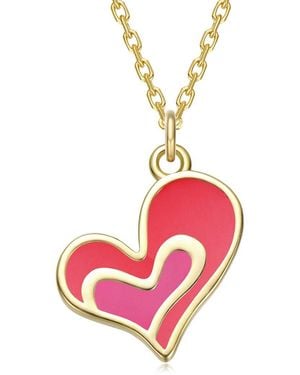 Rachel Glauber 14K Plated Heart Pendant - Pink