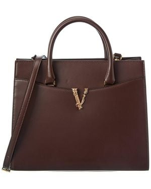 Versace Large Leather Tote - Brown