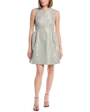 Anne Klein Seamed Jacquard A-Line Dress - Grey