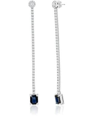 Jewels by Viomo 14K 8.82 Ct. Tw. Diamond & Sapphire Long Earrings - White
