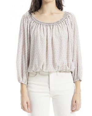 Max Studio Smock Neck Bubble Hem Blouse - Grey