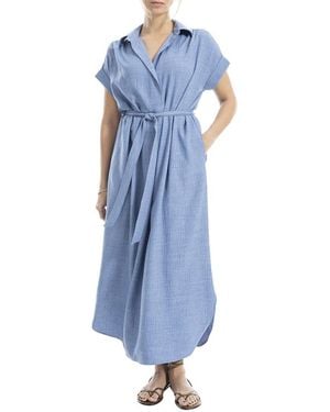 Max Studio Maxi Shirt Dress - Blue