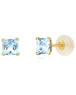 MaxColor 14K 0.50 Ct. Tw. Aquamarine Studs - Blue