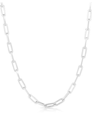 Glaze Jewelry Silver Paperclip Chain Necklace - White
