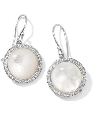 Ippolita "Scultura" 13.34 Ct. Tw. Diamond & Cabochon Mother-Of-Pearl Dropearrings - White