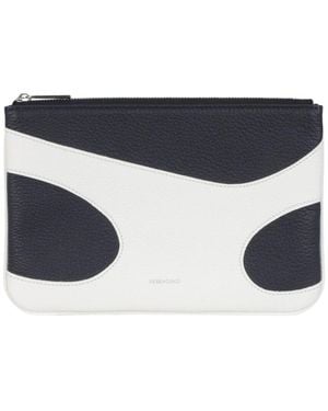 Ferragamo Cut-Out Pebbled Leather Phone Pouch - Blue